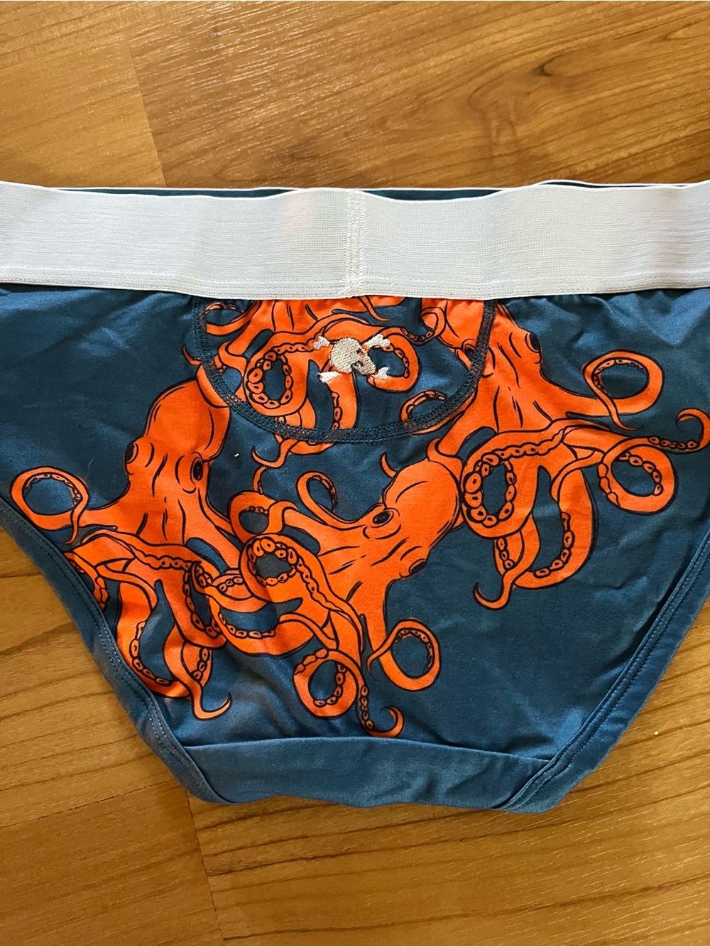 Skull & Bones Blue & Orange Octopus Print Briefs - Picture 4 of 6